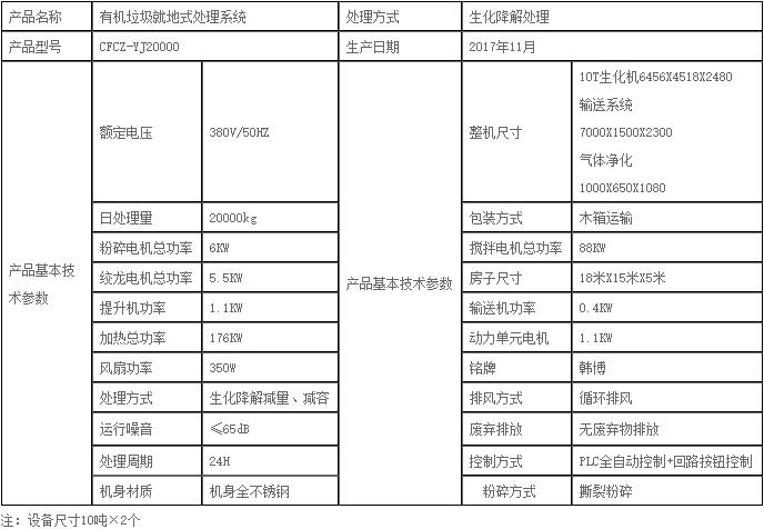 廚余垃圾處理設(shè)備20噸參數(shù)